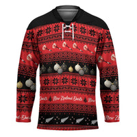 New Zealand Darts Christmas Hockey Jersey Merry Xmas Aotearoa Maori Red - Polynesian Pride