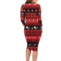 New Zealand Darts Christmas Long Sleeve Bodycon Dress Merry Xmas Aotearoa Maori Red LT14 - Polynesian Pride