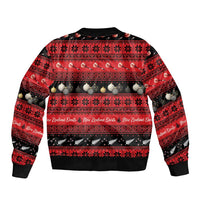 New Zealand Darts Christmas Sleeve Zip Bomber Jacket Merry Xmas Aotearoa Maori Red - Polynesian Pride