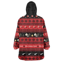New Zealand Darts Christmas Wearable Blanket Hoodie Merry Xmas Aotearoa Maori Red LT14 - Polynesian Pride