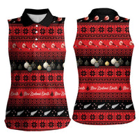 New Zealand Darts Christmas Women Sleeveless Polo Shirt Merry Xmas Aotearoa Maori Red LT14 - Polynesian Pride