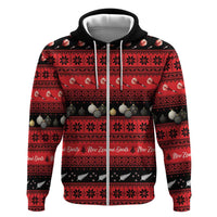 New Zealand Darts Christmas Zip Hoodie Merry Xmas Aotearoa Maori Red - Polynesian Pride