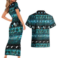 New Zealand Darts Christmas Couples Matching Short Sleeve Bodycon Dress and Hawaiian Shirt Merry Xmas Aotearoa Maori Paua Shell LT14 - Polynesian Pride