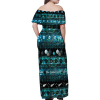New Zealand Darts Christmas Family Matching Off Shoulder Maxi Dress and Hawaiian Shirt Merry Xmas Aotearoa Maori Paua Shell LT14 - Polynesian Pride