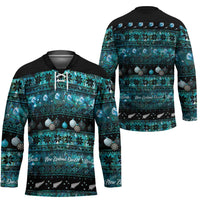 New Zealand Darts Christmas Hockey Jersey Merry Xmas Aotearoa Maori Paua Shell - Polynesian Pride