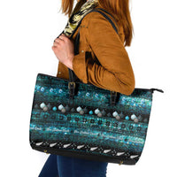 New Zealand Darts Christmas Leather Tote Bag Merry Xmas Aotearoa Maori Paua Shell - Polynesian Pride
