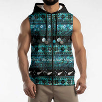 New Zealand Darts Christmas Sleeveless Zip Hoodie Merry Xmas Aotearoa Maori Paua Shell - Polynesian Pride