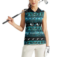 New Zealand Darts Christmas Women Sleeveless Polo Shirt Merry Xmas Aotearoa Maori Paua Shell LT14 - Polynesian Pride