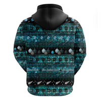 New Zealand Darts Christmas Zip Hoodie Merry Xmas Aotearoa Maori Paua Shell - Polynesian Pride