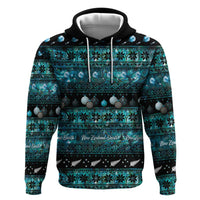 New Zealand Darts Christmas Zip Hoodie Merry Xmas Aotearoa Maori Paua Shell - Polynesian Pride