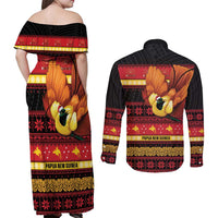 Papua New Guinea Christmas Couples Matching Off Shoulder Maxi Dress and Long Sleeve Button Shirt Bikpela hamamas blong dispela Krismas LT14 - Polynesian Pride
