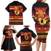 Papua New Guinea Christmas Family Matching Long Sleeve Bodycon Dress and Hawaiian Shirt Bikpela hamamas blong dispela Krismas LT14 - Polynesian Pride
