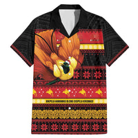 Papua New Guinea Christmas Family Matching Mermaid Dress and Hawaiian Shirt Bikpela hamamas blong dispela Krismas LT14 Dad's Shirt - Short Sleeve Red - Polynesian Pride