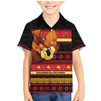 Papua New Guinea Christmas Family Matching Mermaid Dress and Hawaiian Shirt Bikpela hamamas blong dispela Krismas LT14 Son's Shirt Red - Polynesian Pride