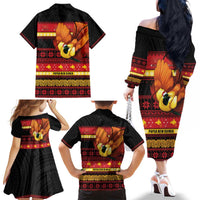 Papua New Guinea Christmas Family Matching Off The Shoulder Long Sleeve Dress and Hawaiian Shirt Bikpela hamamas blong dispela Krismas LT14 - Polynesian Pride