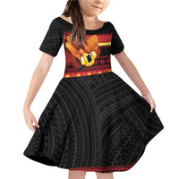 Papua New Guinea Christmas Family Matching Off Shoulder Short Dress and Hawaiian Shirt Bikpela hamamas blong dispela Krismas LT14 Daughter's Dress Red - Polynesian Pride