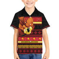 Papua New Guinea Christmas Family Matching Puletasi and Hawaiian Shirt Bikpela hamamas blong dispela Krismas LT14 Son's Shirt Red - Polynesian Pride