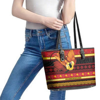 Papua New Guinea Christmas Leather Tote Bag Bikpela hamamas blong dispela Krismas - Polynesian Pride