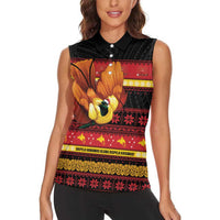 Papua New Guinea Christmas Women Sleeveless Polo Shirt Bikpela hamamas blong dispela Krismas LT14 - Polynesian Pride