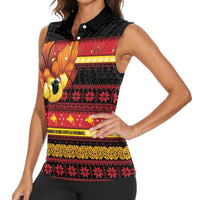 Papua New Guinea Christmas Women Sleeveless Polo Shirt Bikpela hamamas blong dispela Krismas LT14 - Polynesian Pride