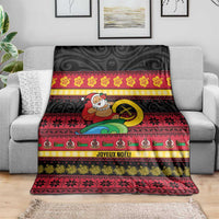 Vanuatu Christmas Blanket Joyeux Noel Surfing Santa With Boar Tusk - Polynesian Pride