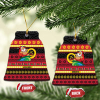 Vanuatu Christmas Ceramic Ornament Joyeux Noel Surfing Santa With Boar Tusk - Polynesian Pride
