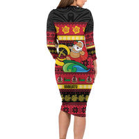 Vanuatu Christmas Family Matching Long Sleeve Bodycon Dress and Hawaiian Shirt Joyeux Noel Surfing Santa With Boar Tusk LT14 - Polynesian Pride