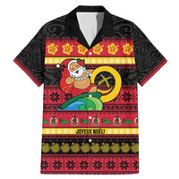 Vanuatu Christmas Family Matching Mermaid Dress and Hawaiian Shirt Joyeux Noel Surfing Santa With Boar Tusk LT14 Dad's Shirt - Short Sleeve Red - Polynesian Pride