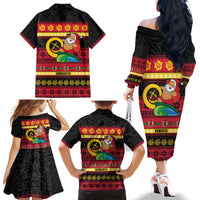 Vanuatu Christmas Family Matching Off The Shoulder Long Sleeve Dress and Hawaiian Shirt Joyeux Noel Surfing Santa With Boar Tusk LT14 - Polynesian Pride