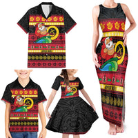 Vanuatu Christmas Family Matching Tank Maxi Dress and Hawaiian Shirt Joyeux Noel Surfing Santa With Boar Tusk LT14 - Polynesian Pride