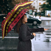 Vanuatu Christmas Umbrella Joyeux Noel Surfing Santa With Boar Tusk - Polynesian Pride