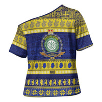 Niue Christmas Cross Shoulder Shirt Monuina e Kilisimasi Hiapo Motifs - Polynesian Pride