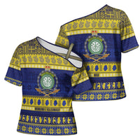 Niue Christmas Cross Shoulder Shirt Monuina e Kilisimasi Hiapo Motifs - Polynesian Pride
