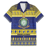 Niue Christmas Family Matching Mermaid Dress and Hawaiian Shirt Monuina e Kilisimasi Hiapo Motifs LT14 Dad's Shirt - Short Sleeve Blue - Polynesian Pride