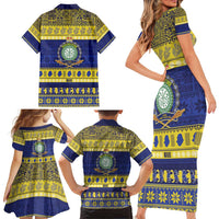 Niue Christmas Family Matching Short Sleeve Bodycon Dress and Hawaiian Shirt Monuina e Kilisimasi Hiapo Motifs LT14 - Polynesian Pride