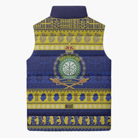 Niue Christmas Sleeveless Puffer Jacket Monuina e Kilisimasi Hiapo Motifs - Polynesian Pride