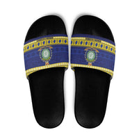 Niue Christmas Slide Sandals Monuina e Kilisimasi Hiapo Motifs LT14 Blue - Polynesian Pride
