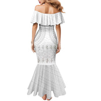 Niue White Sunday Family Matching Mermaid Dress and Hawaiian Shirt Tapu Fanau Ia Puakenikeni Hiapo Pattern LT14 - Polynesian Pride