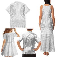 Niue White Sunday Family Matching Tank Maxi Dress and Hawaiian Shirt Tapu Fanau Ia Puakenikeni Hiapo Pattern LT14 - Polynesian Pride