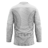 Niue White Sunday Hockey Jersey Tapu Fanau Ia Puakenikeni Hiapo Pattern - Polynesian Pride