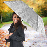 Niue White Sunday Umbrella Tapu Fanau Ia Puakenikeni Hiapo Pattern - Polynesian Pride