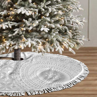 Niue White Sunday Tree Skirt Half Hiapo Pattern Vibes - Polynesian Pride