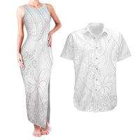 Tapu Fanau Ia Niue Couples Matching Tank Maxi Dress and Hawaiian Shirt Happy White Sunday Unique Hiapo LT14 White - Polynesian Pride