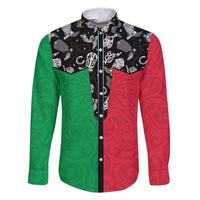 Vanuatu Cowboy Family Matching Long Sleeve Bodycon Dress and Hawaiian Shirt Cowboy Symbols Split Stylized - Polynesian Pride