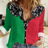 Vanuatu Cowboy Women Casual Shirt Cowboy Symbols Split Stylized - Polynesian Pride
