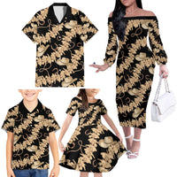 Vanuatu Cowboy Family Matching Off The Shoulder Long Sleeve Dress and Hawaiian Shirt Seamless Straw Hats Hibiscus LT14 - Polynesian Pride