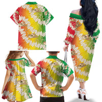 Vanuatu Cowboy Family Matching Off The Shoulder Long Sleeve Dress and Hawaiian Shirt Straw Hats Hibiscus With Sand Drawing LT14 - Polynesian Pride