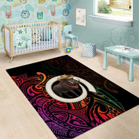 Vanuatu Boar Cowboy Area Rug Tusk Gradient Polynesian Pattern - Polynesian Pride