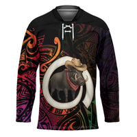 Vanuatu Boar Cowboy Hockey Jersey Tusk Gradient Polynesian Pattern - Polynesian Pride