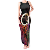 Vanuatu Boar Cowboy Tank Maxi Dress Tusk Gradient Polynesian Pattern - Polynesian Pride